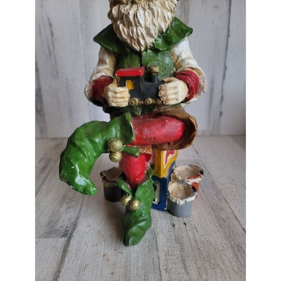 Rustic sitting toy making elf train painting Santa Helper Xmas figure - Picture 2 of 9